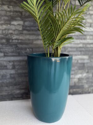 ELENA - Maceta fibrocemento laqueado - Medidas 60 H 42cm Ø - Color Petróleo c/plato