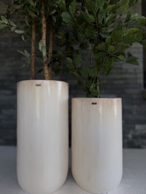 MUNA - Maceta fibrocemento laqueado - Medidas 60 H 30cm Ø - Color Beige s/plato