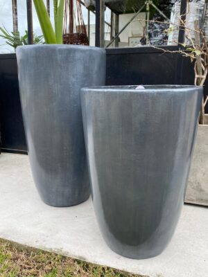 ELENA - Maceta fibrocemento laqueado - Medidas 60 H 42cm Ø - Color PELTRE