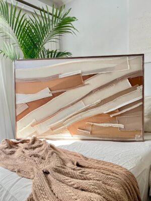 CUADRO EN SEDA DE ALGODÓN Y LINO, CON MARCO EN MADERA 70x100