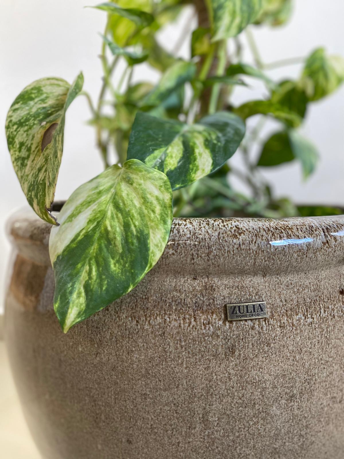 Maceta cerámica esmaltada modelo KALKI. Medidas 48cm Ø 47cm h - Imagen 2