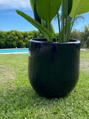 ANTONIA XL - Maceta fibrocemento laqueado - Medidas 60H 53cmØ - Negro laqueado brillo